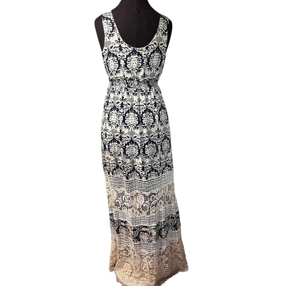 Sunday in Brooklyn Anthropologie Blue Cream and Crochets Lace Maxi Dress Size S - Picture 7 of 9
